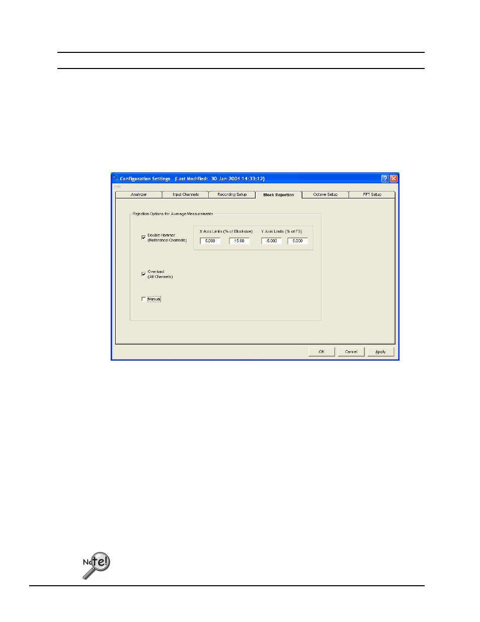 Block rejection tab, Block rejection tab …… 4-22, Block rejection……4-22 | Configuration | Measurement Computing eZ-PostView rev.2.0 User Manual | Page 100 / 144