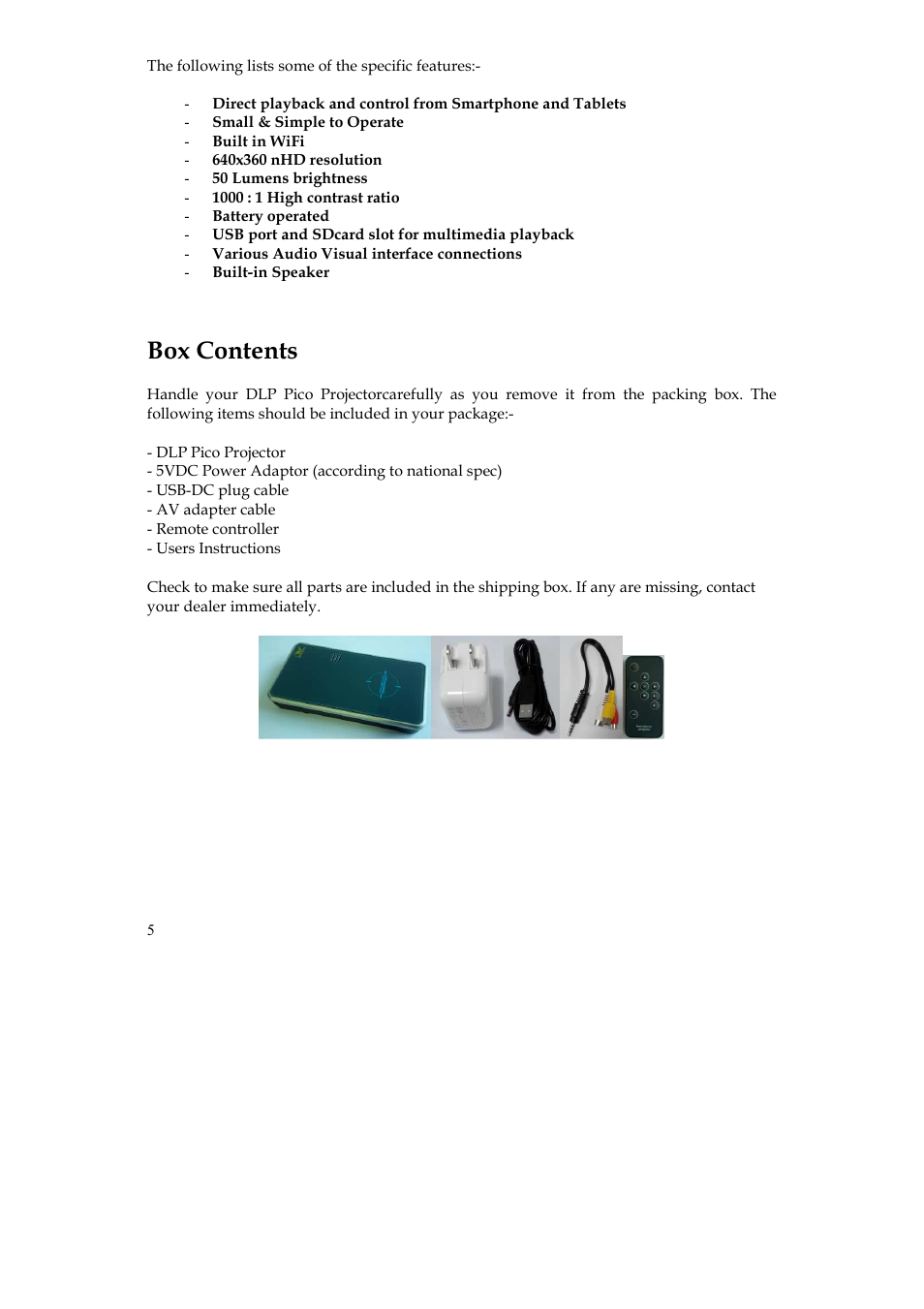 Box contents | MEGAPOWER ML51 User Manual | Page 5 / 15