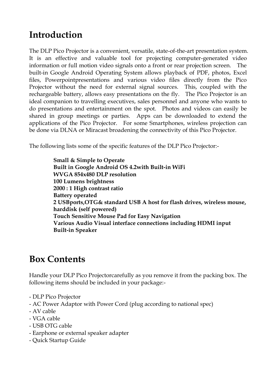 Introduction, Box contents | MEGAPOWER ML131 User Manual | Page 5 / 27