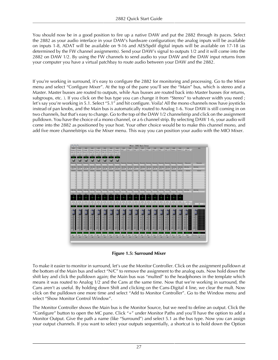 The 2882 and surround, Surround mixer | Metric Halo Mobile I/O User Manual | Page 27 / 371