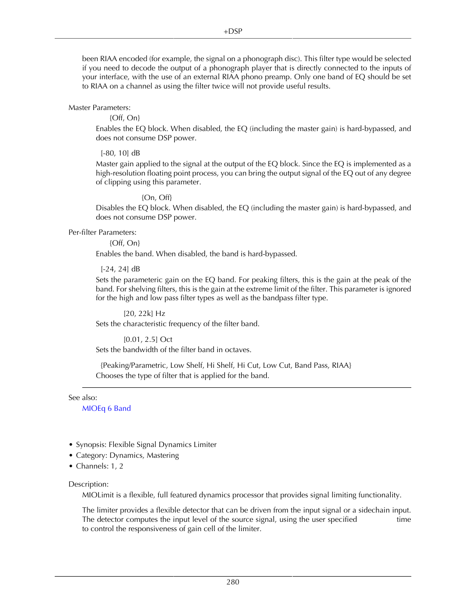 Miolimit | Metric Halo Mobile I/O User Manual | Page 280 / 371