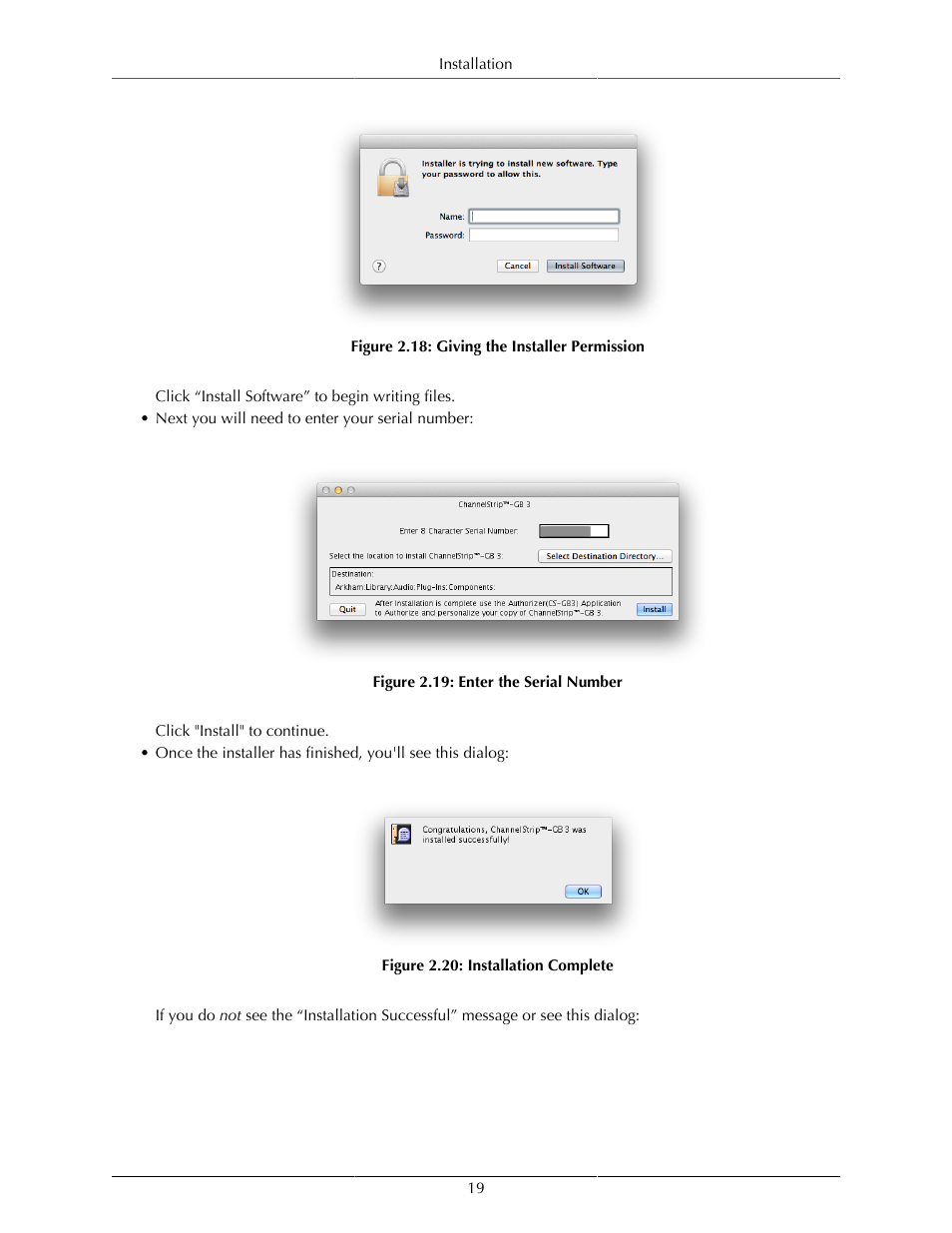Giving the installer permission, 19 2.19. enter the serial number, 19 2.20. installation complete | Metric Halo ChannelStrip 3 User Manual | Page 19 / 61