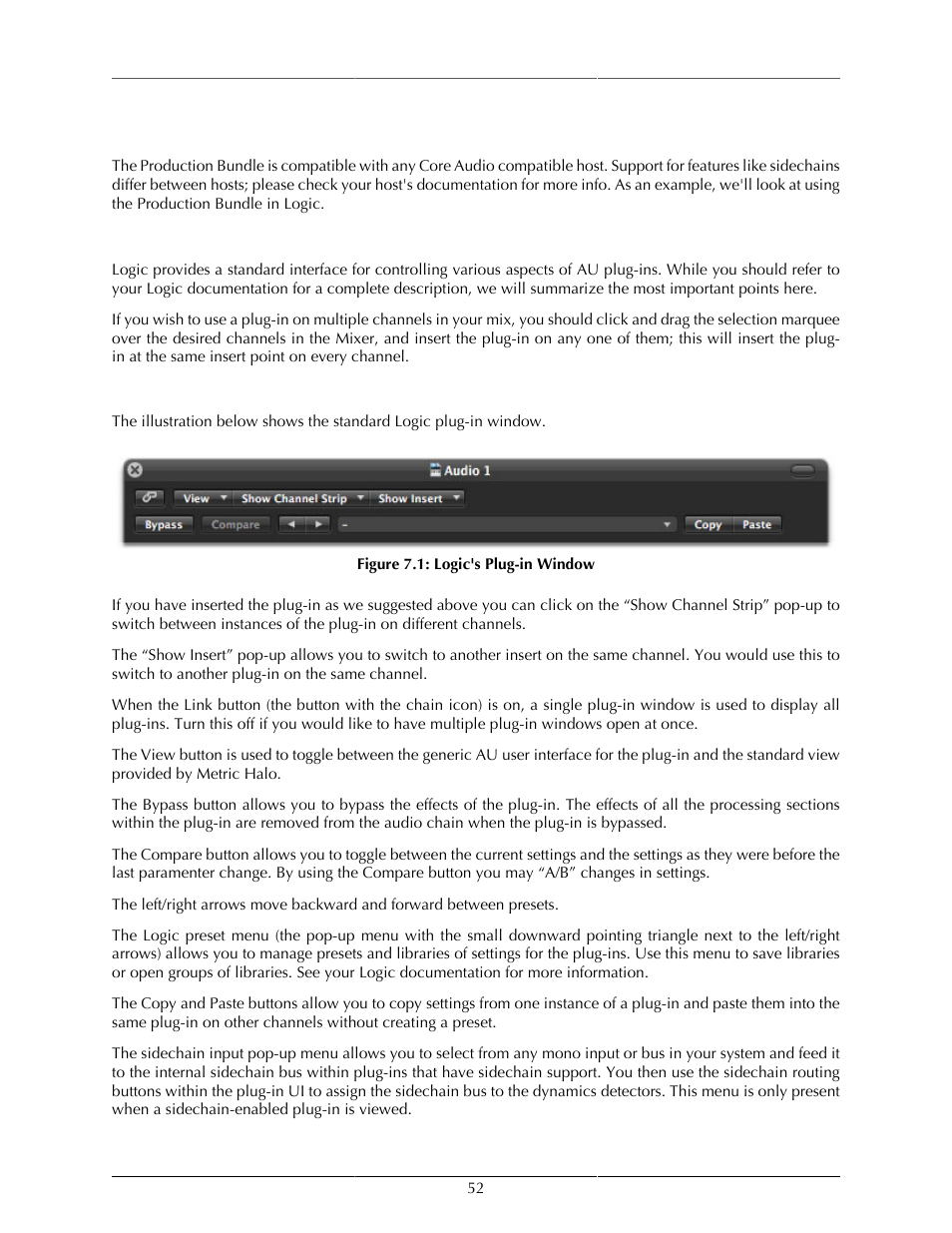 Au hosts (mac), Logic, Plug-in window | Logic's plug-in window | Metric Halo ChannelStrip 3 User Manual | Page 52 / 61