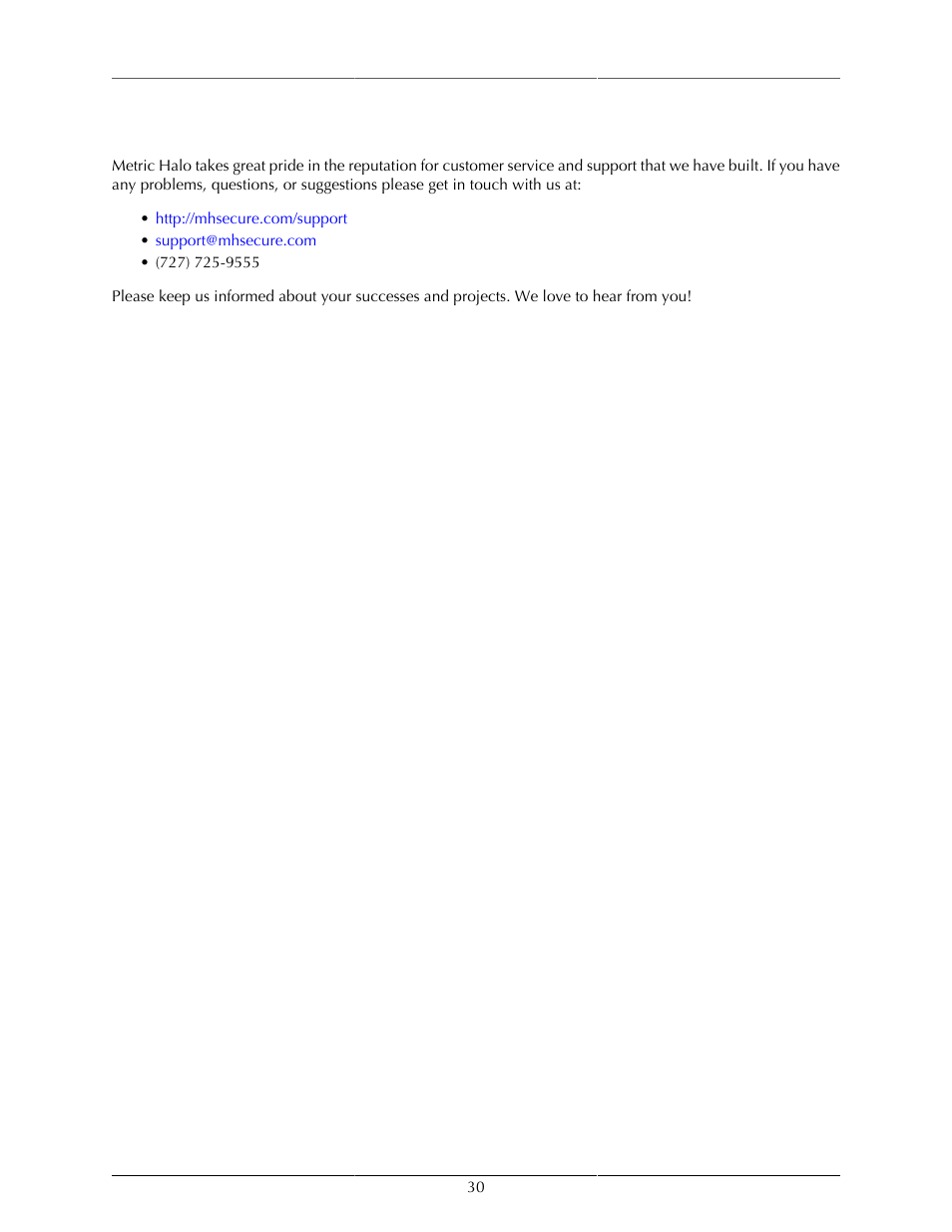 B. service and support | Metric Halo Character User Manual | Page 30 / 33
