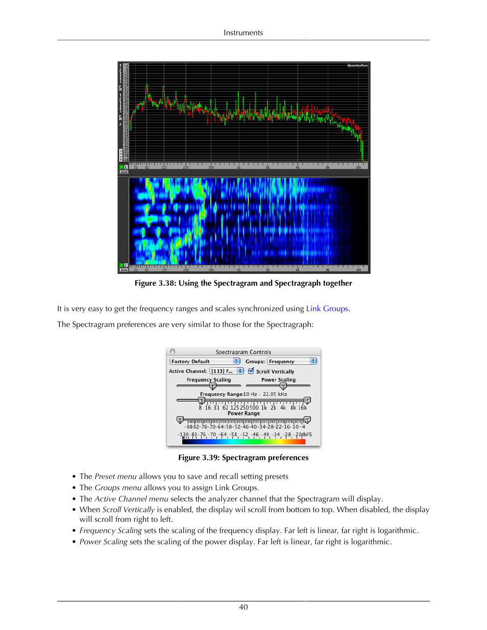 Using the spectragram and spectragraph together, 40 3.39. spectragram preferences | Metric Halo SpectraFoo User Manual | Page 40 / 123