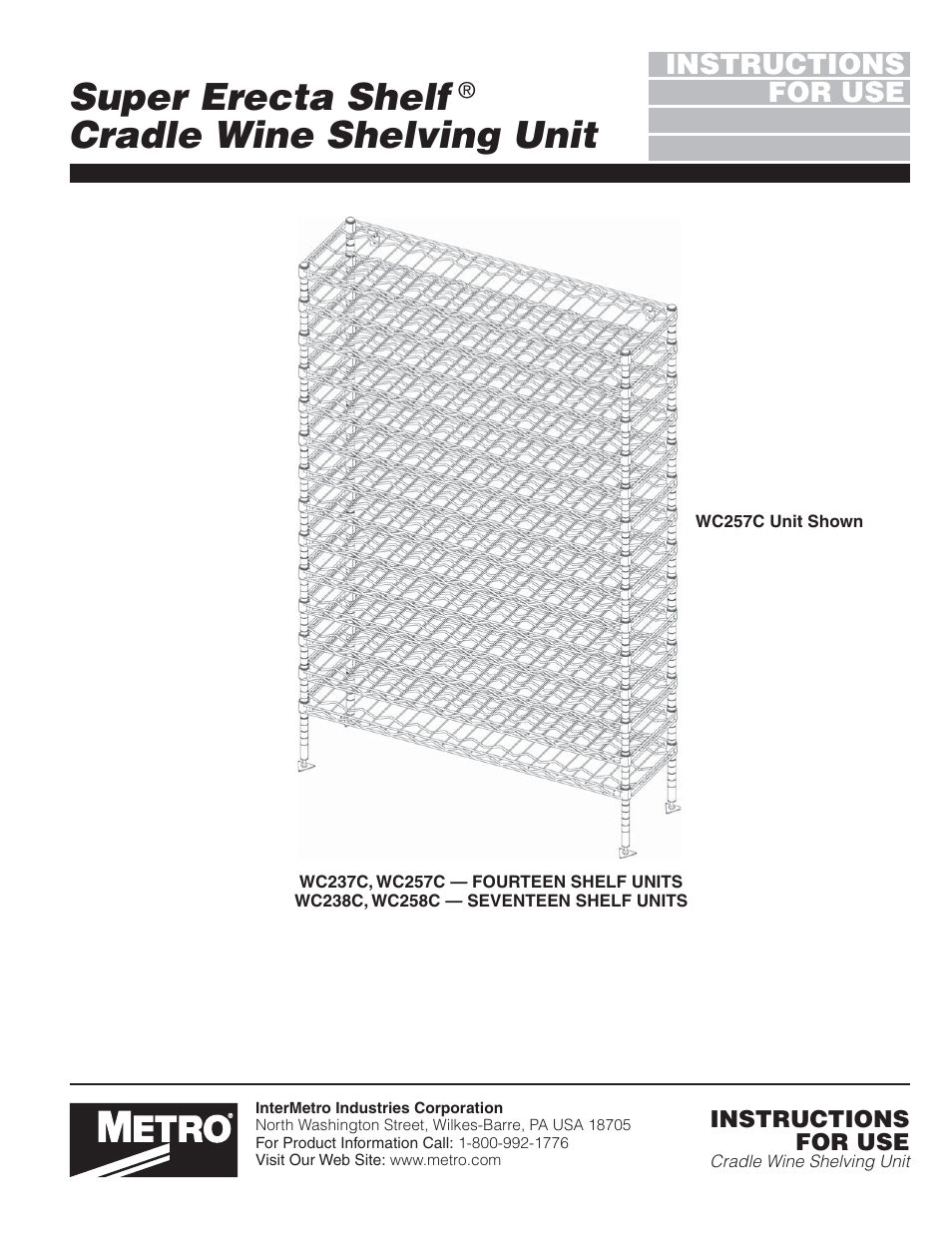 Metro Super Erecta Cradle Wine Shelving unit User Manual | 4 pages