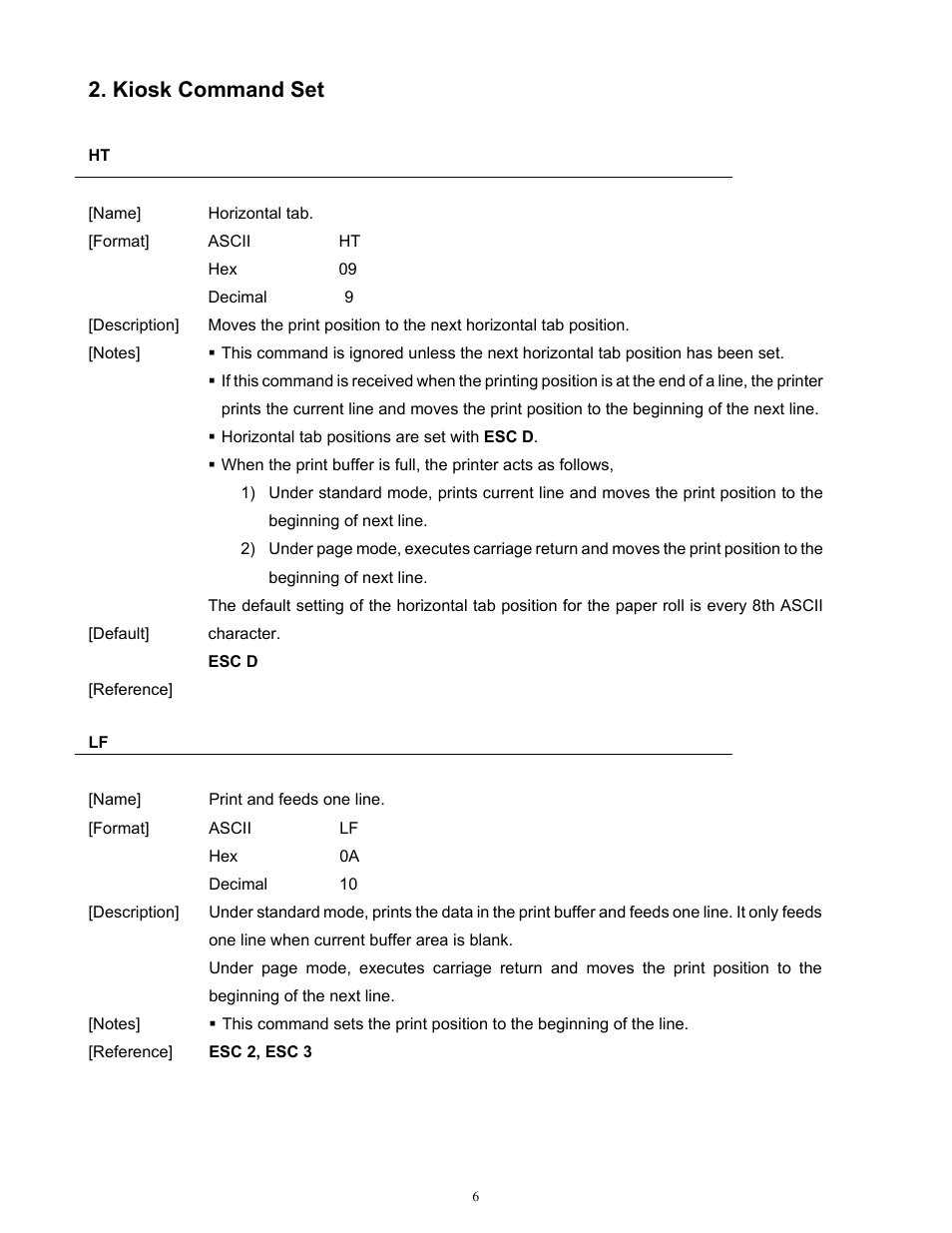 Kiosk command set | Microcom 814M Programming Manual User Manual | Page 10 / 102