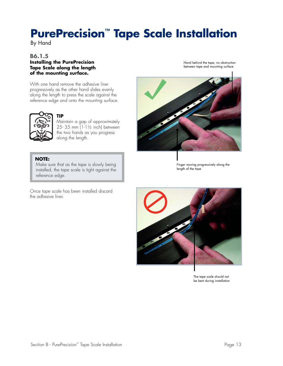 Pureprecision, Tape scale installation | MicroE Mercury II 6000V User Manual | Page 35 / 67