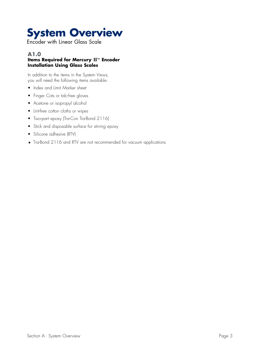 Tools required for installation, System overview | MicroE Mercury II 6000V User Manual | Page 58 / 67