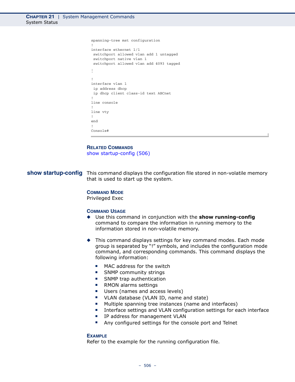 Show startup-config | Microsens MS453490M Management Guide User Manual | Page 506 / 984