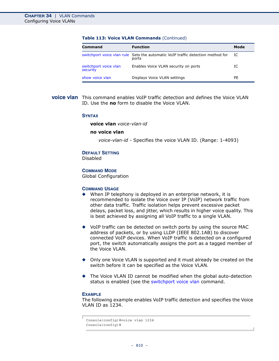 Voice vlan | Microsens MS453490M Management Guide User Manual | Page 810 / 984