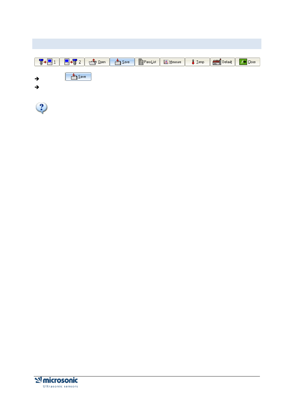 Saving parameters to a file | Microsonic LCA-2 User Manual | Page 17 / 51
