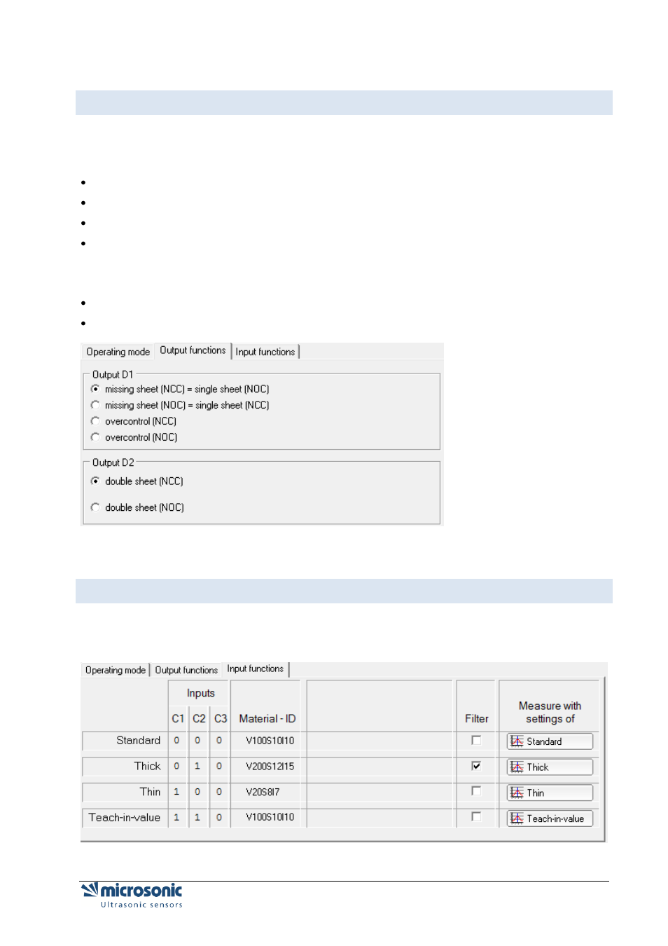 Output functions, Measuring value writer | Microsonic LCA-2 User Manual | Page 35 / 51