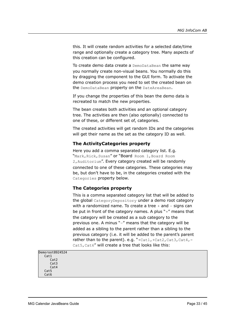 MiG InfoCom MiG Calendar JavaBeans Guide User Manual | Page 33 / 45