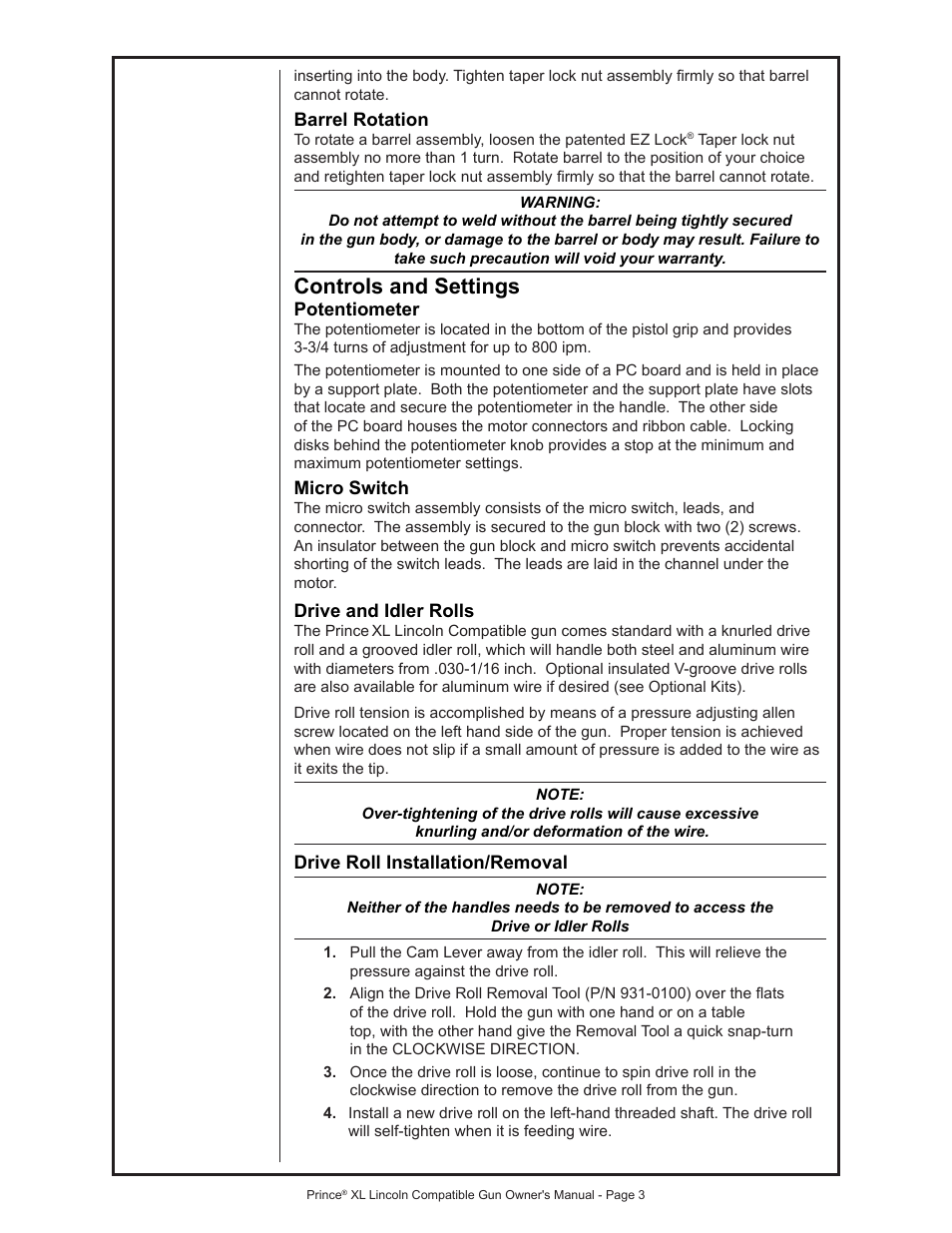 Controls and settings | MK Products Prince XL LE Com ACWC User Manual | Page 10 / 41