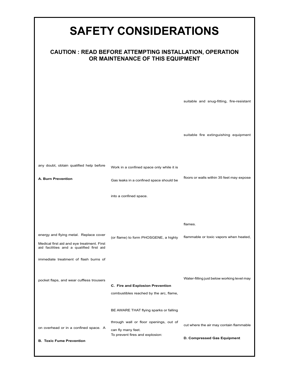 Safety considerations, Electric arc welding equipment | MK Products Cobra MX LE Com ACWC User Manual | Page 4 / 41