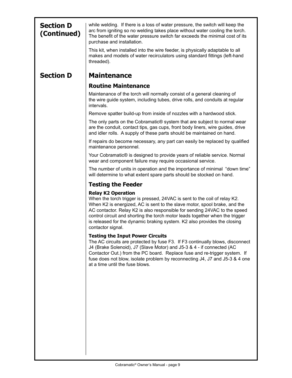 MK Products Cobramatic 42VAC User Manual | Page 15 / 38