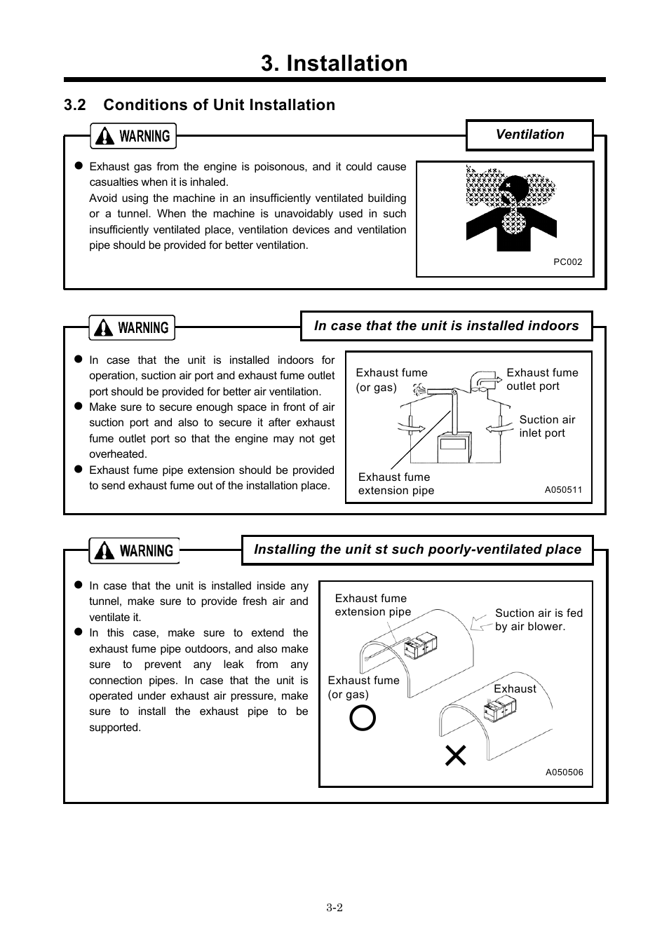 2 conditions of unit installation, Installation | MMD Equipment 400S-6B1 User Manual | Page 16 / 68