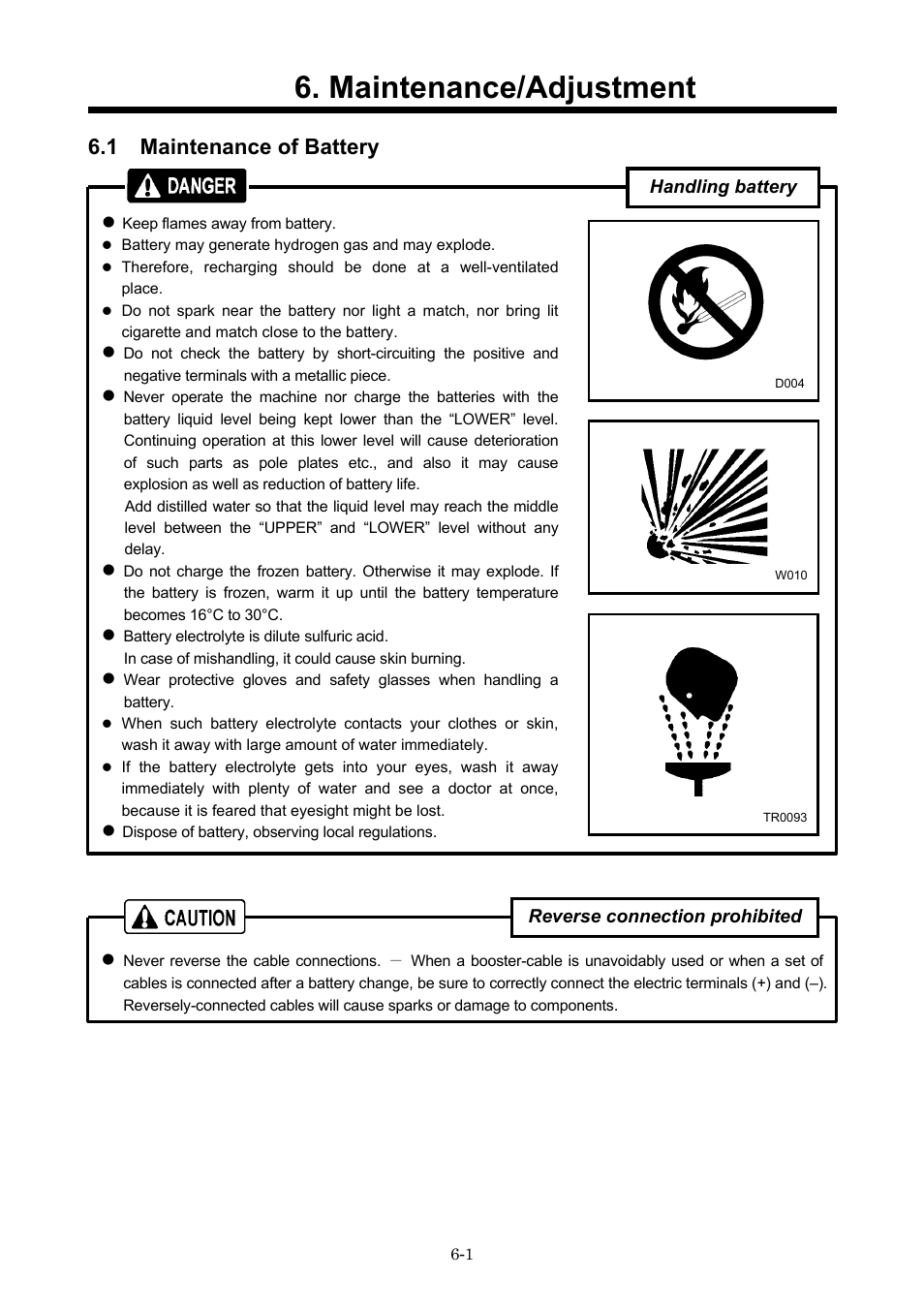 Maintenance/adjustment, 1 maintenance of battery | MMD Equipment 400S-6B1 User Manual | Page 57 / 68