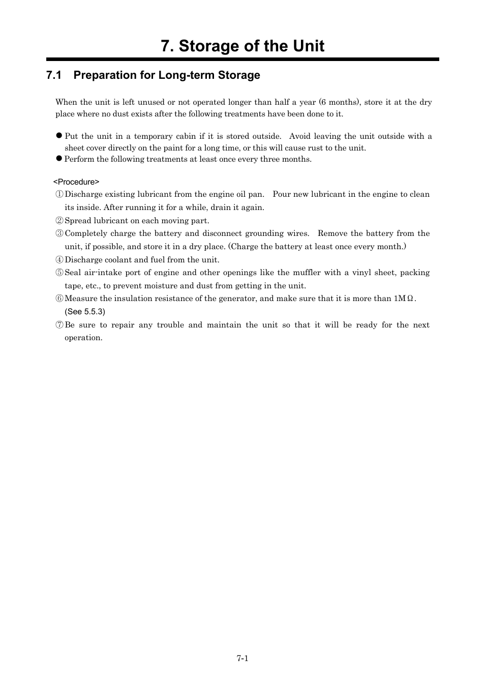Storage of the unit, 1 preparation for long-term storage | MMD Equipment 400S-6B1 User Manual | Page 61 / 68