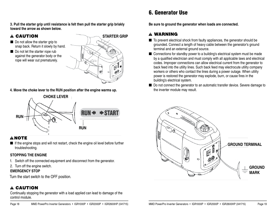 Generator use | MMD Equipment IGR1000 User Manual | Page 10 / 27