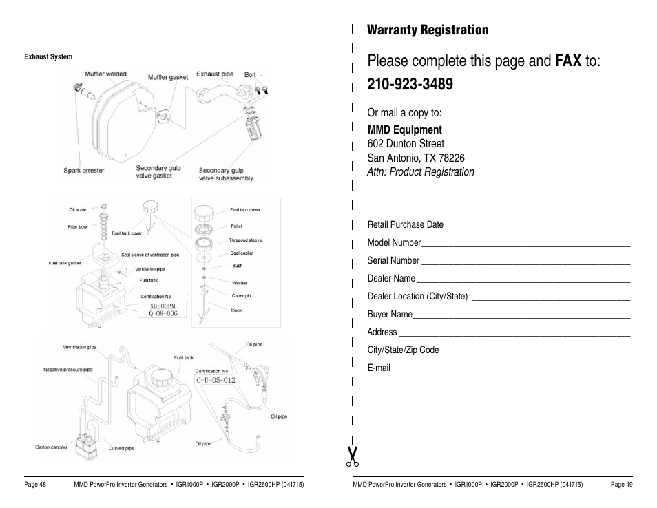 Warranty registration | MMD Equipment IGR1000 User Manual | Page 25 / 27