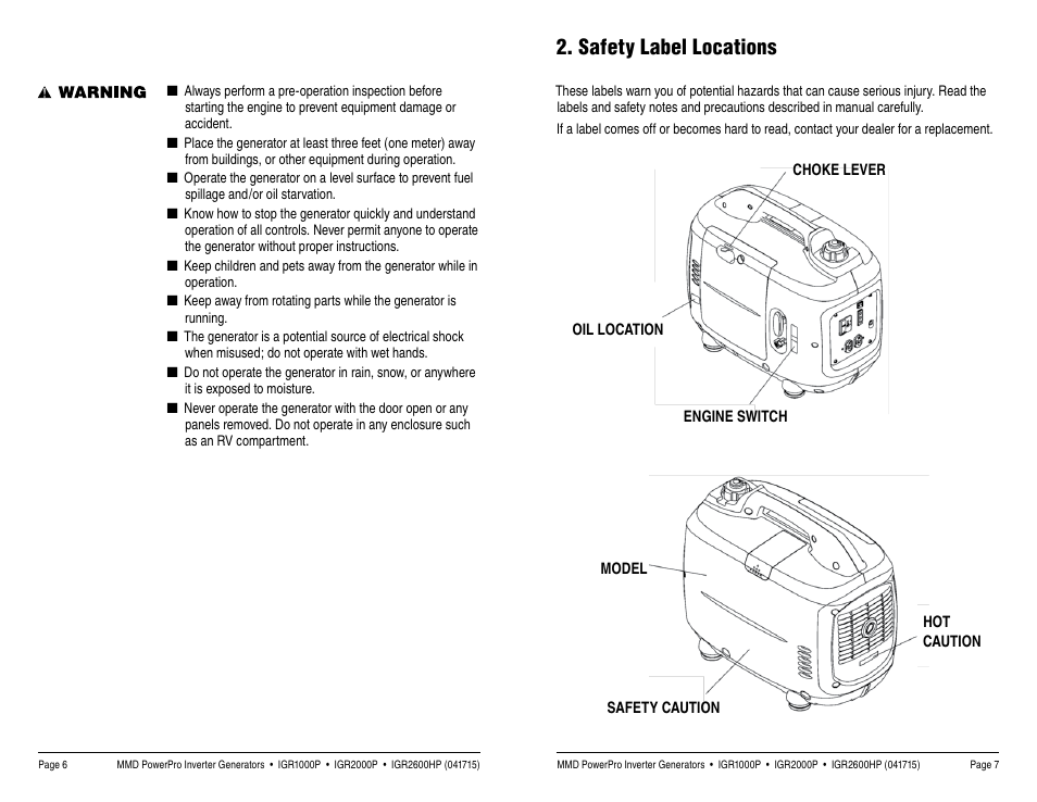 Safety label locations | MMD Equipment IGR1000 User Manual | Page 4 / 27