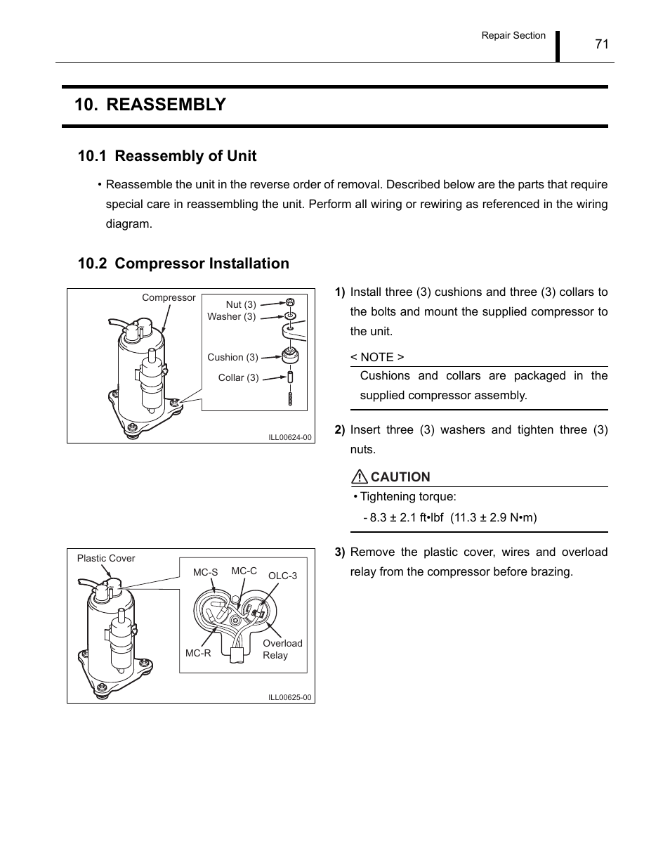 Reassembly, 1 reassembly of unit, 2 compressor installation | MovinCool CM12 Service Manual User Manual | Page 71 / 73