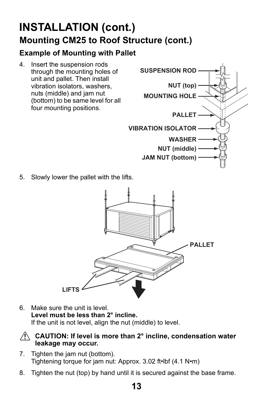 Installation (cont.), Mounting cm25 to roof structure (cont.) | MovinCool CM25 User Manual | Page 13 / 60