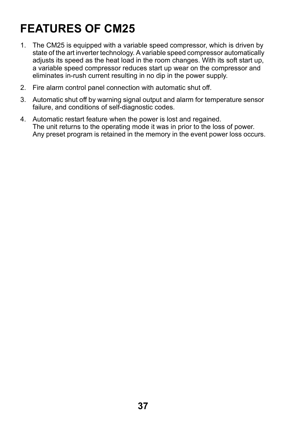 Features of cm25 | MovinCool CM25 User Manual | Page 37 / 60