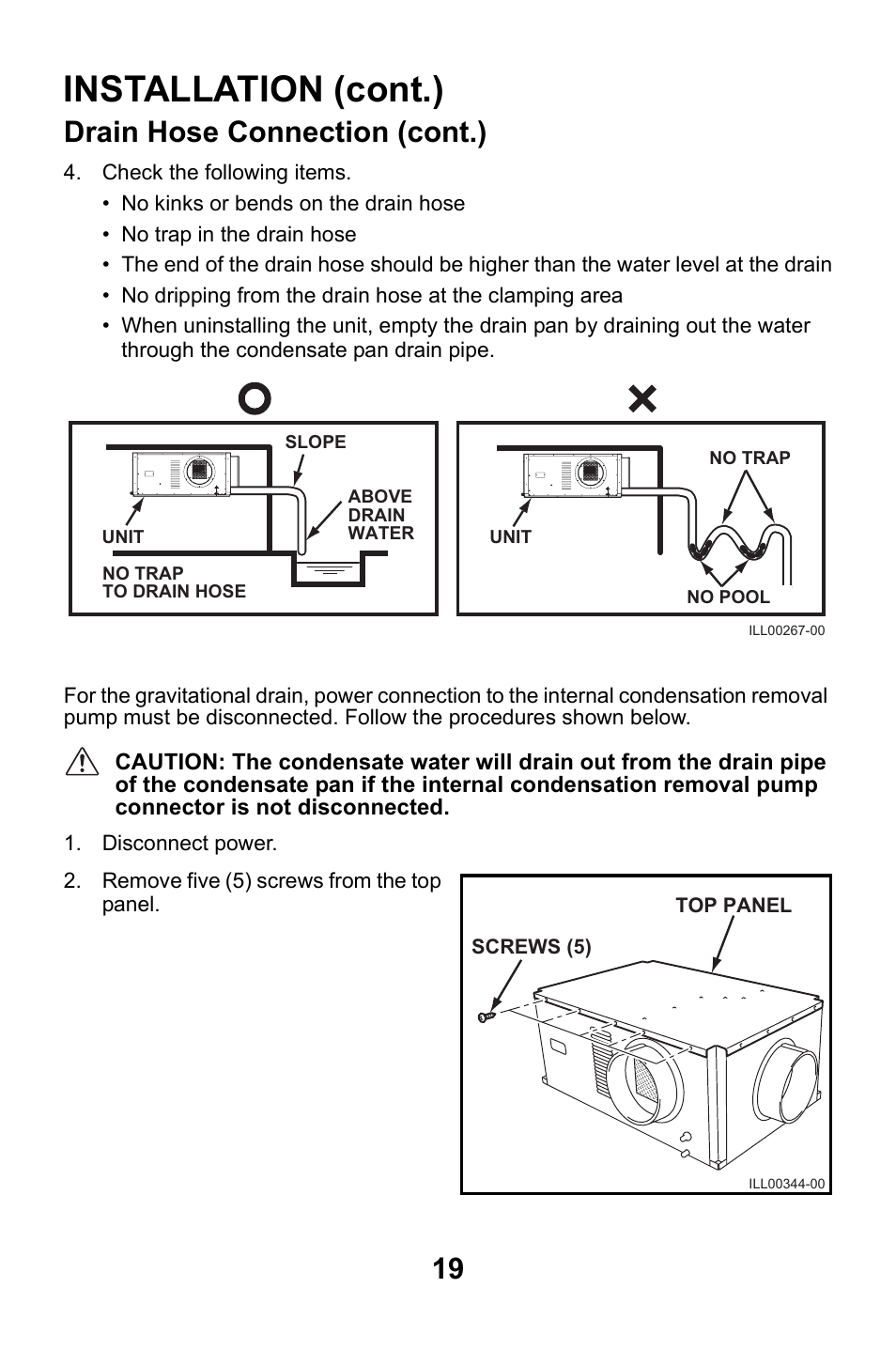 Installation (cont.), Drain hose connection (cont.) | MovinCool CMW30 User Manual | Page 19 / 63