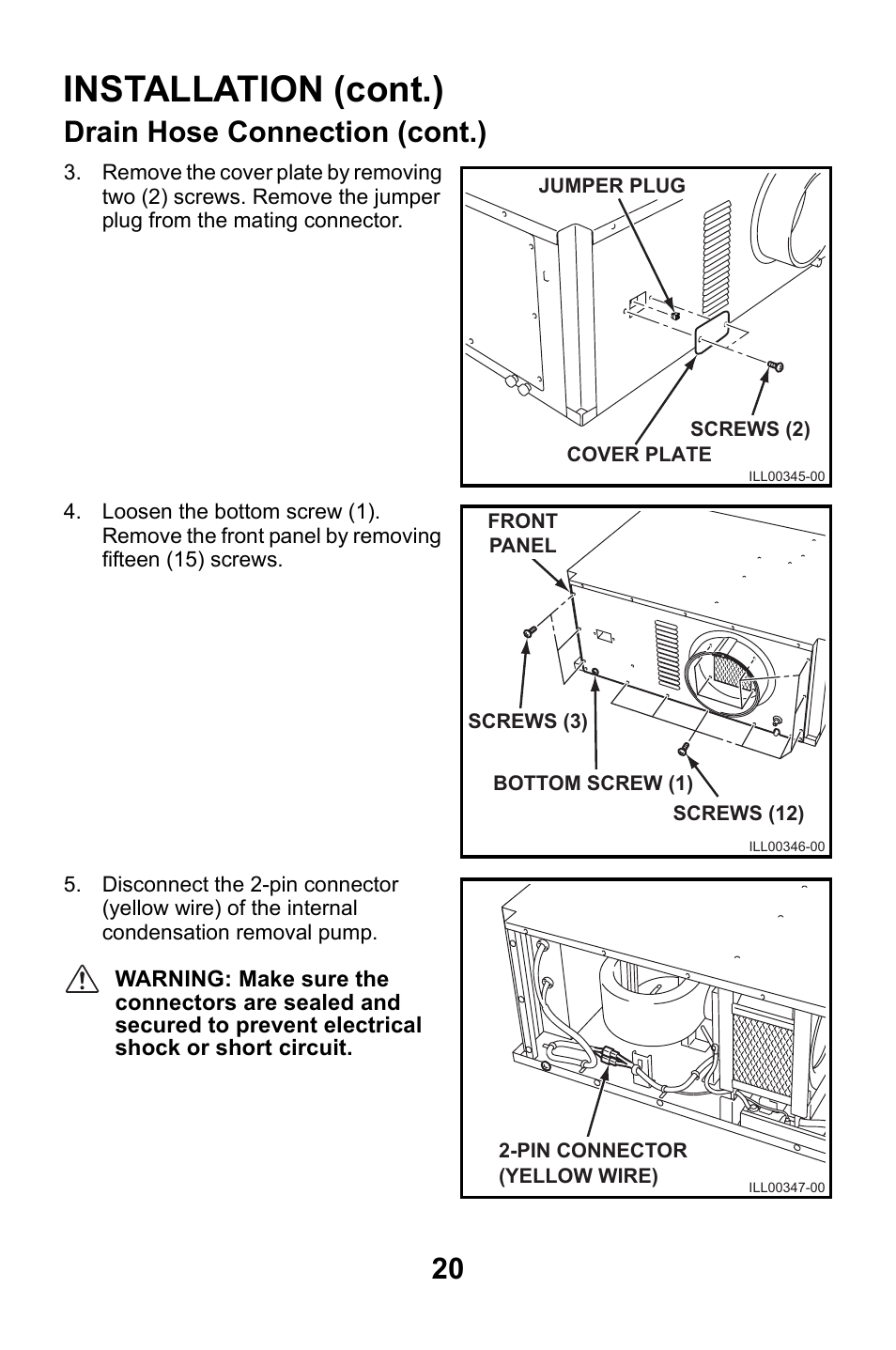 Installation (cont.), Drain hose connection (cont.) | MovinCool CMW30 User Manual | Page 20 / 63