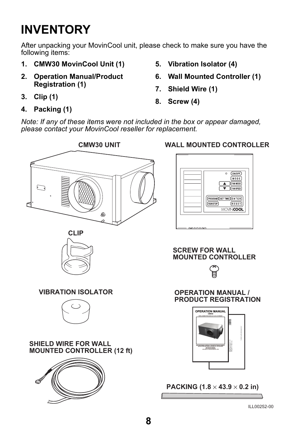 Inventory | MovinCool CMW30 User Manual | Page 8 / 63