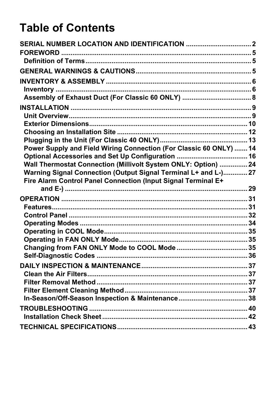 MovinCool Classic 40 User Manual | Page 4 / 46