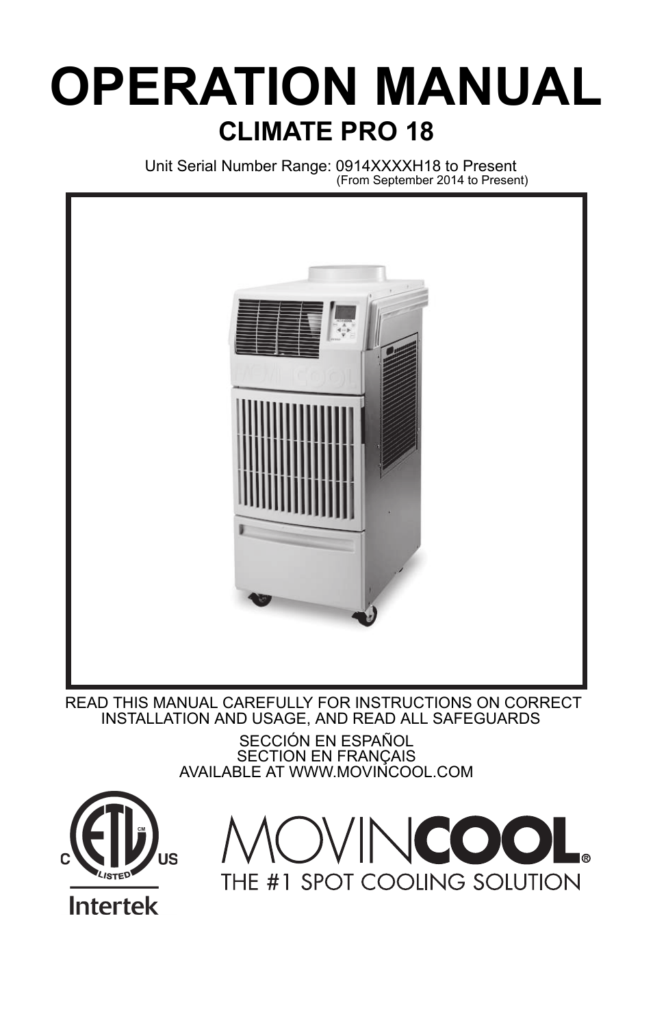 MovinCool Climate Pro 18 User Manual | 52 pages