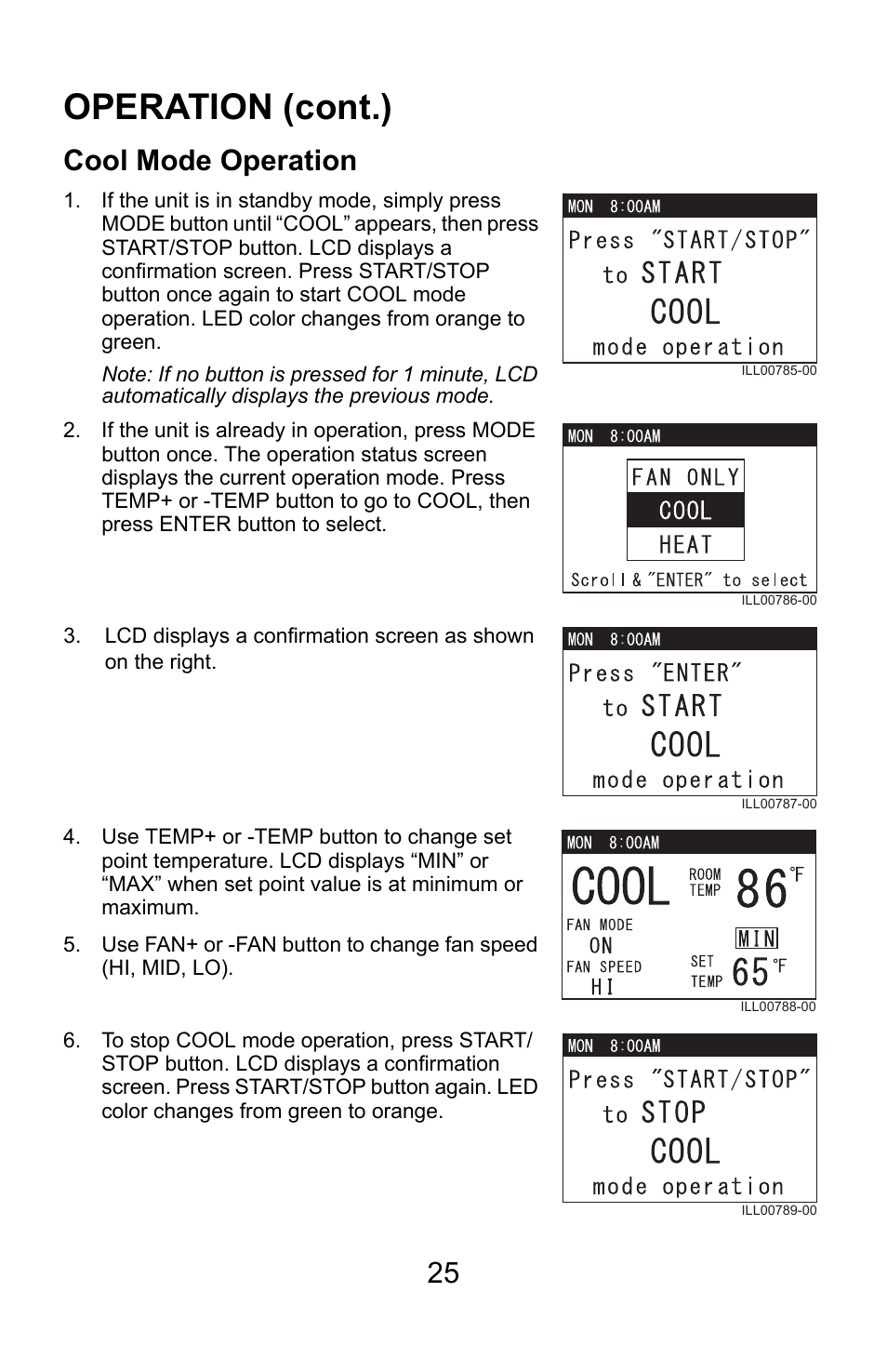 Operation (cont.), Cool mode operation | MovinCool Climate Pro 18 User Manual | Page 25 / 52