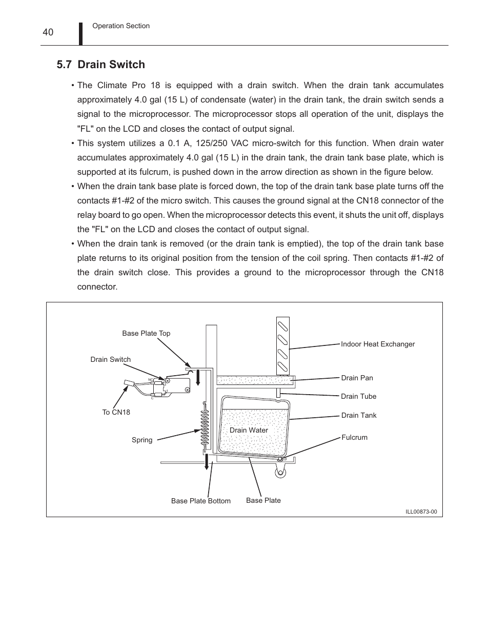 7 drain switch, Drain switch | MovinCool Climate Pro 18 Service Manual User Manual | Page 40 / 99