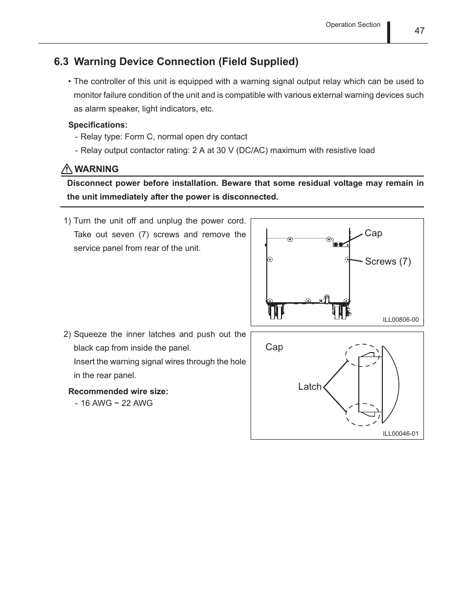 3 warning device connection (field supplied), Warning device connection (field supplied) | MovinCool Climate Pro 18 Service Manual User Manual | Page 47 / 99