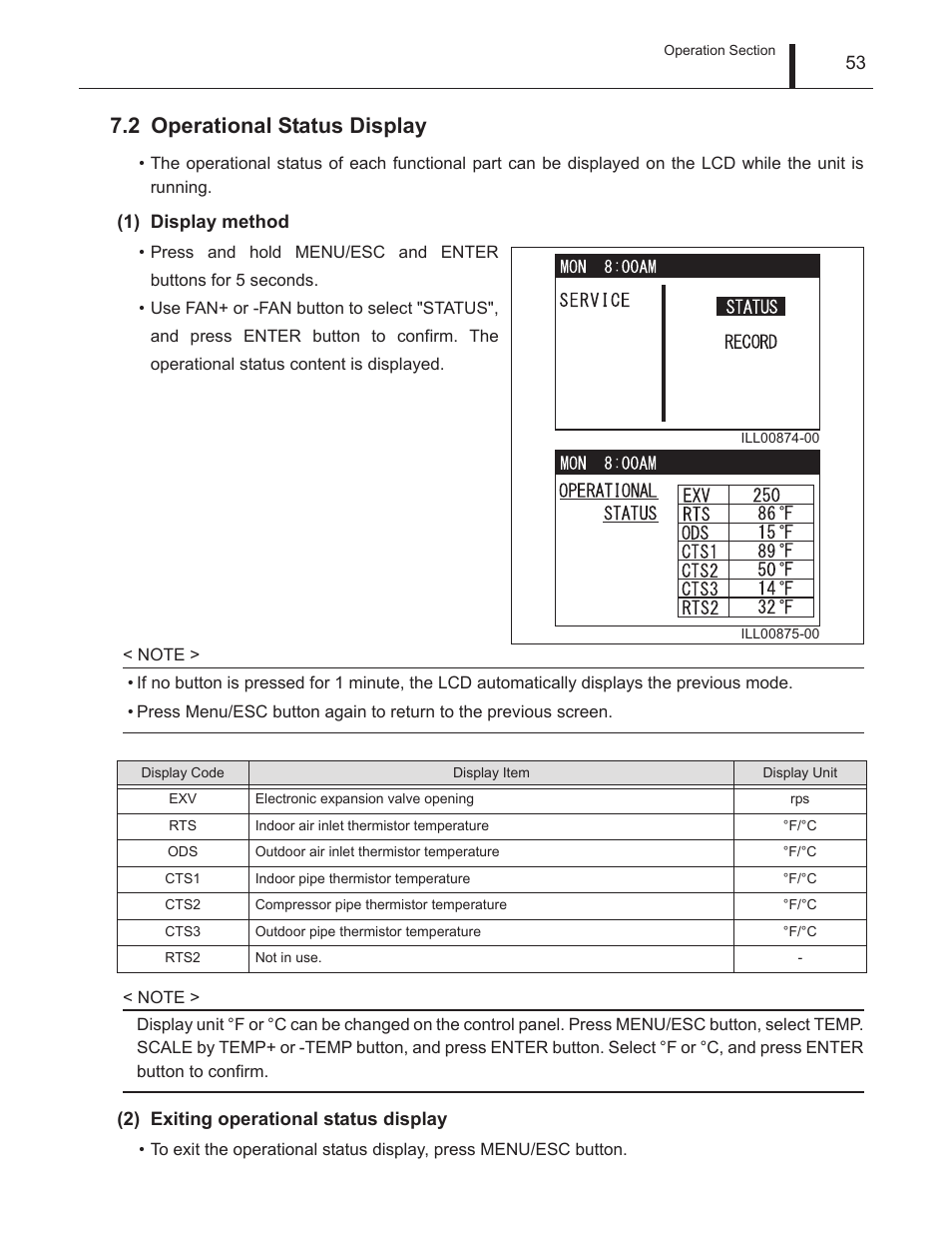 2 operational status display, Operational status display | MovinCool Climate Pro 18 Service Manual User Manual | Page 53 / 99