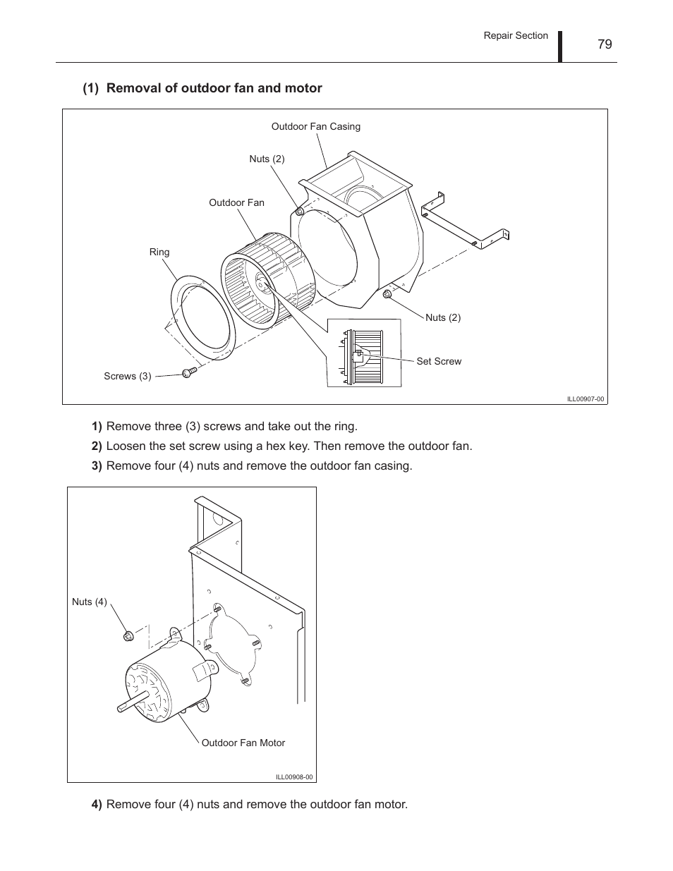 79 (1) removal of outdoor fan and motor | MovinCool Climate Pro 18 Service Manual User Manual | Page 79 / 99