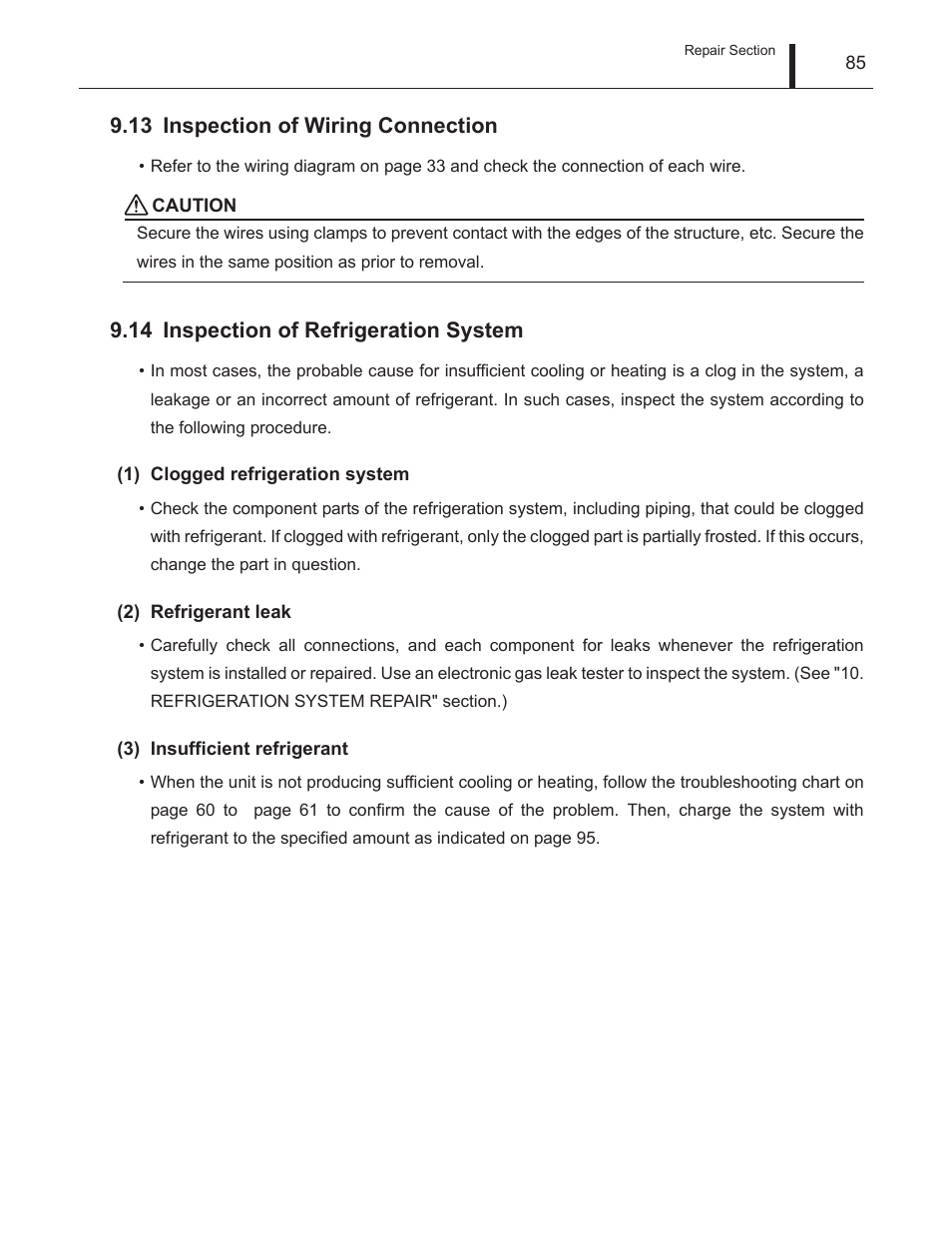 13 inspection of wiring connection, 14 inspection of refrigeration system, Inspection of wiring connection | Inspection of refrigeration system | MovinCool Climate Pro 18 Service Manual User Manual | Page 85 / 99