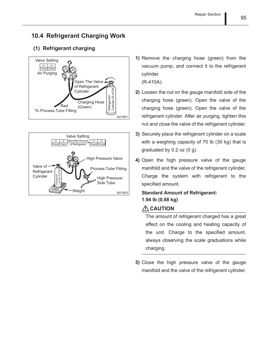 4 refrigerant charging work, Refrigerant charging work, 1) refrigerant charging | Caution | MovinCool Climate Pro 18 Service Manual User Manual | Page 95 / 99