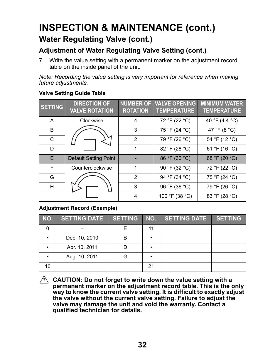 Inspection & maintenance (cont.), Water regulating valve (cont.) | MovinCool Office Pro W20 User Manual | Page 32 / 38