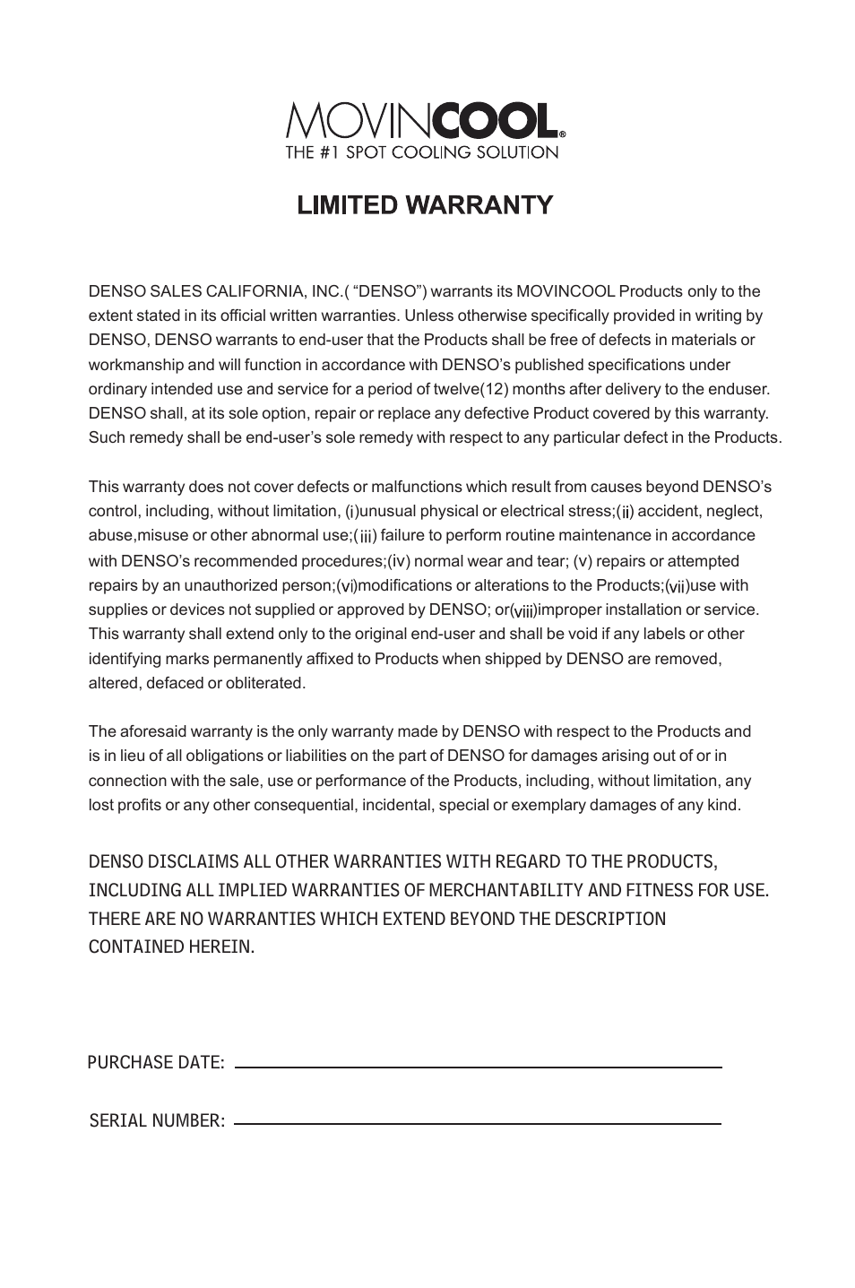 MovinCool PC7 User Manual | Page 21 / 22