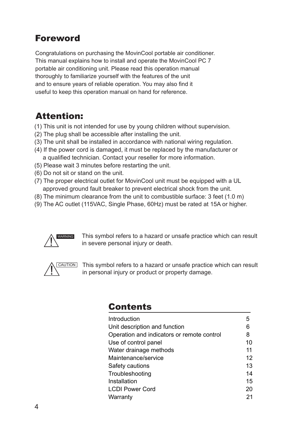 MovinCool PC7 User Manual | Page 4 / 22