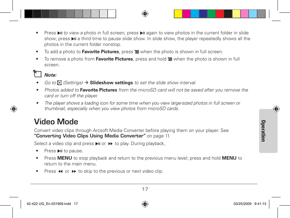 Video mode | MyMusix 42-422 User Manual | Page 17 / 48
