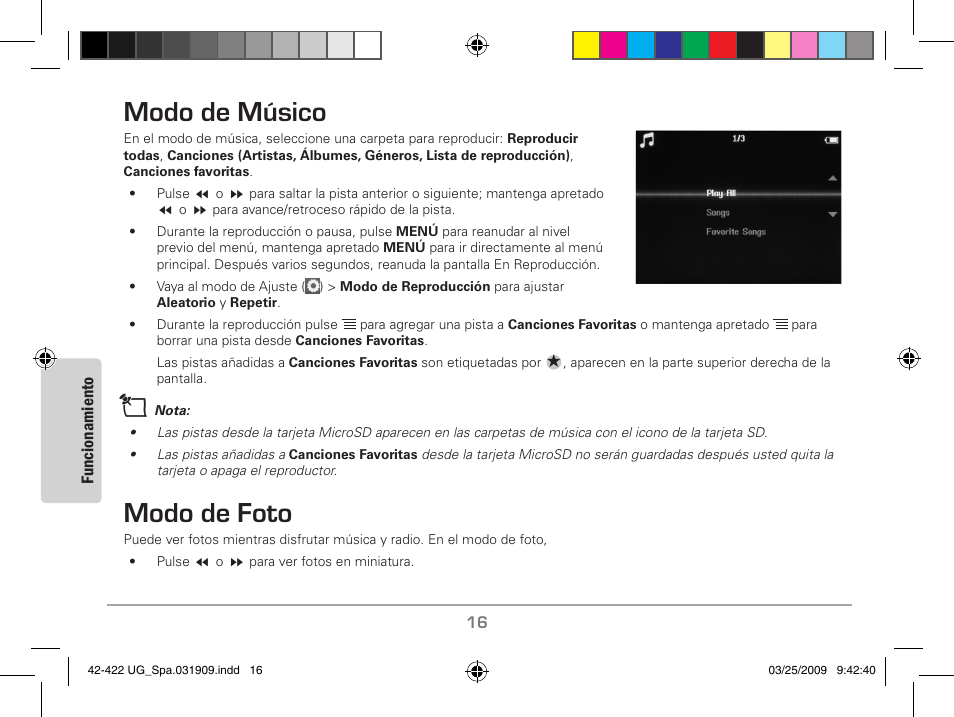 Modo de músico, Modo de foto | MyMusix 42-422 User Manual | Page 40 / 48