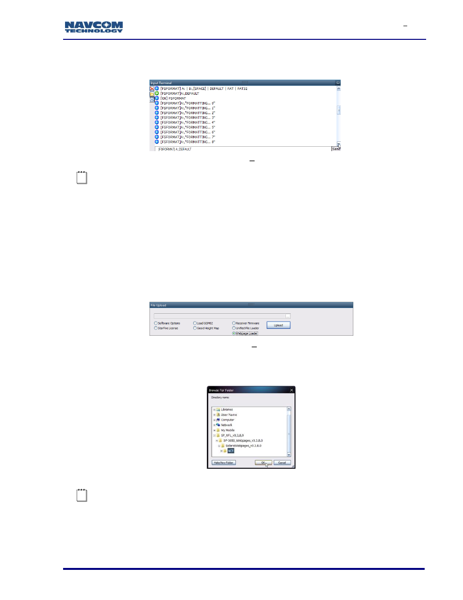 Figure 41: input terminal, Format memory card, Figure 42: file upload | NavCom SF-3050 Rev.I User Manual | Page 42 / 196
