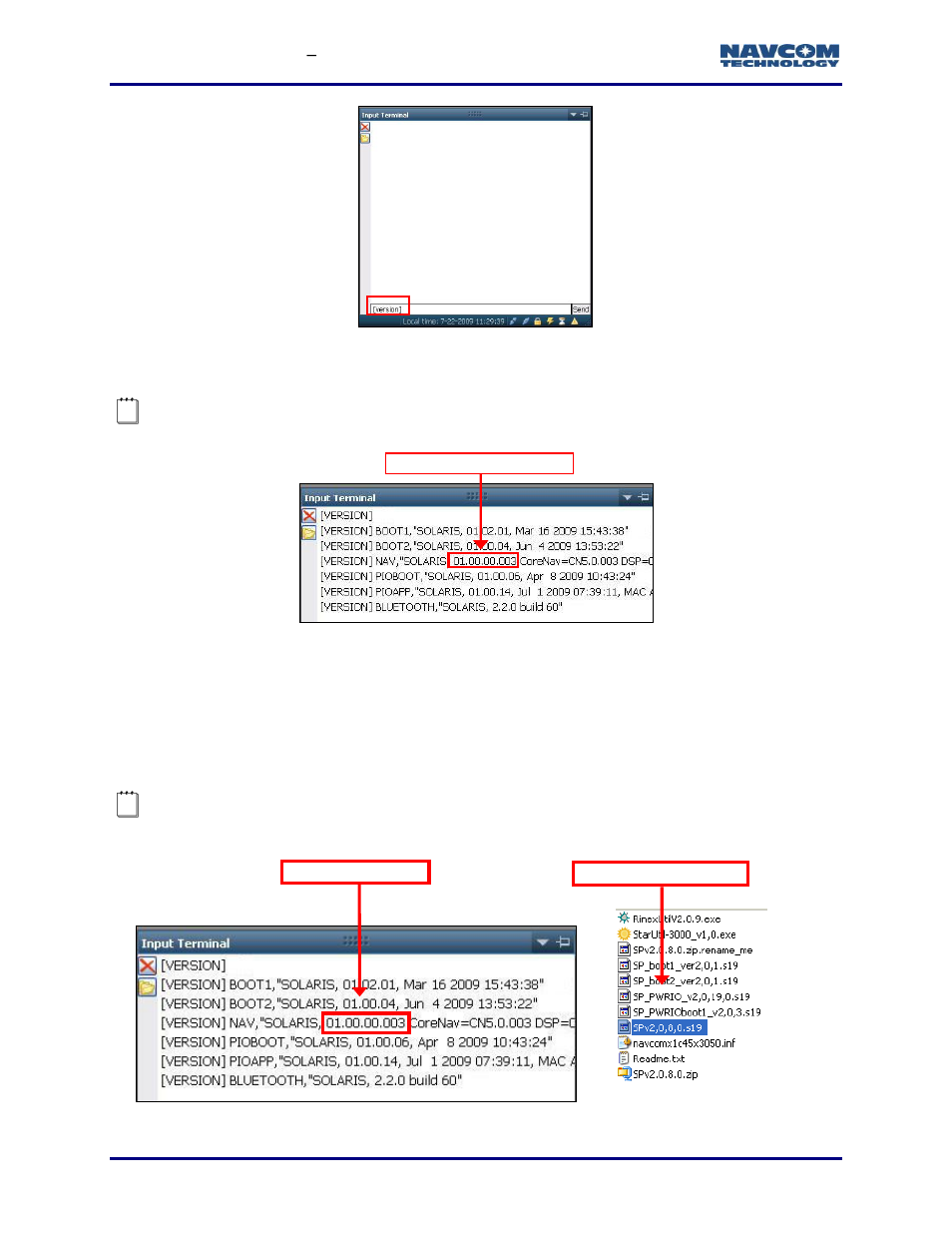 Figure 61: version command, Figure 62: example of installed firmware, Figure 63: comparing current & installed firmware | Figure 61) | NavCom StarUtil-3000 Rev.G User Manual | Page 66 / 177