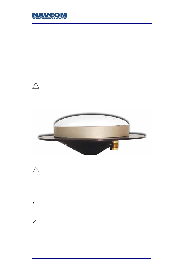Chapter 3 installation, Standard antenna, Chapter 3 | Installation, Figure 13: standard gps/l-band antenna | NavCom SF-2110 Rev.C User Manual | Page 43 / 99